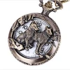 Antique Bronze Carving Zodiac Animal Dog Pocket Watch for Children Born