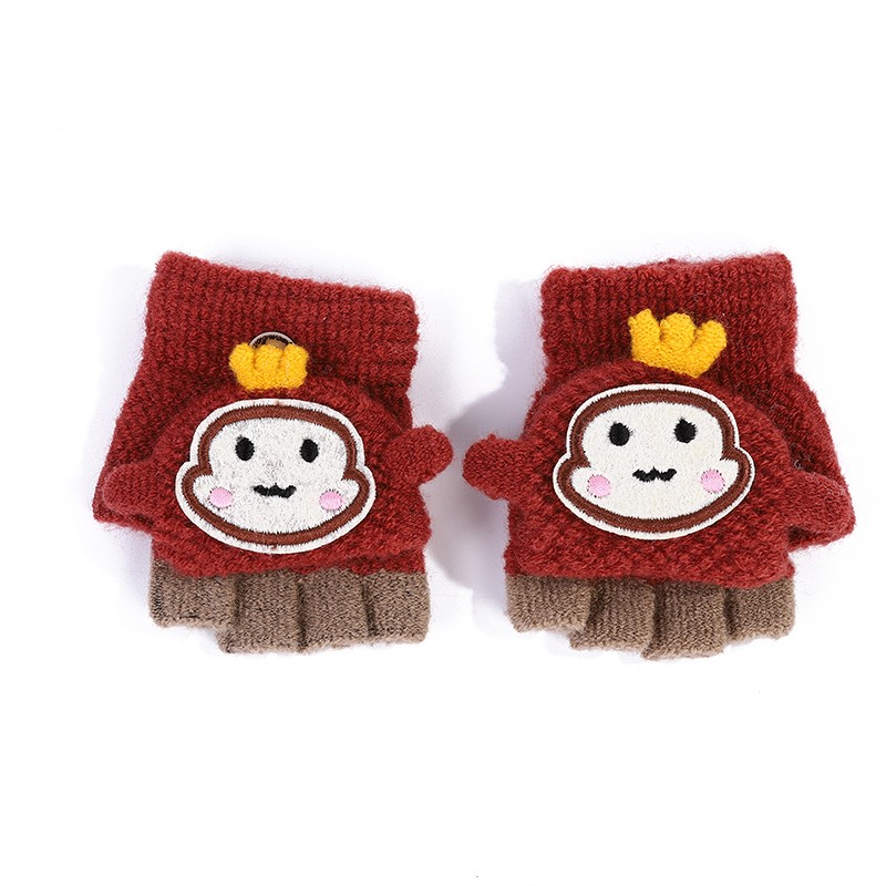 Autumn/Winter cartoon design Knit Mittens for children Flip-flop gloves with warm  gloves