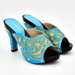 AX6089 Best quality dress matching shoes women comfortable high heels handbags ladies shoes