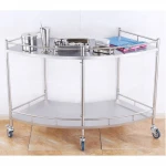 B23 operating room stainless steel medical cart fan-shape panel dental instruments hospital trolley