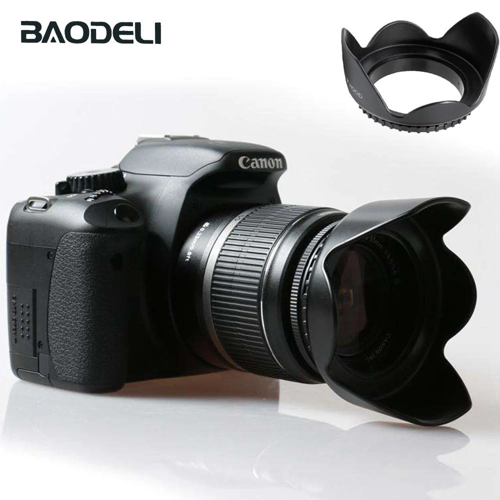 BAODELI Camera Lens Hood For Canon 77d 100d Sony A6000 Fujifilm Nikon D3000 D3500 D5100 D5600 Accessories