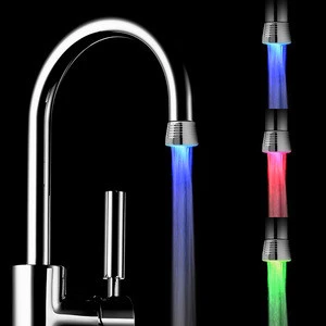 Bathroom Accessories Plastic LED Faucets Waterfall Glow Tap Temperature Sensor Light Adapter No Need Power