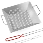 Bbq Accessories BT-5108 Steel Barbecue Vegetable BBQ Basket Grill Topper Basket Tray