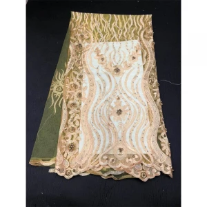 Beaded tulle lace fabric elegant wedding fabric