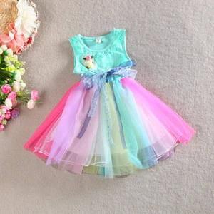 Beautiful girls picture kids clothing colorful frocks designs gauze dresses