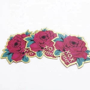 Beautiful rose model garment hang tag new style hot stamping label