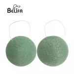 Belifa Green tea cleaning facial hydrophilic bath and Allergen-free konjac sponge face puff anti aging konjac with box