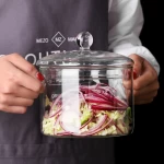 Big size glass casserole with glass lid Borosilicate pyrex glass cooking pot with double-ear