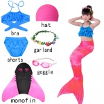 Bikini girls mermaid Swimming fins mermaid cosplay girls costume suit skirt hat goggles underwear bra