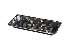 Black Small Disposable Packaging Food Storage Plastic Sushi Tray HP-02