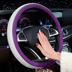 Bling Bling Rhinestones Crystals Car Handcraft Steering Wheel Covers Leather for Girls