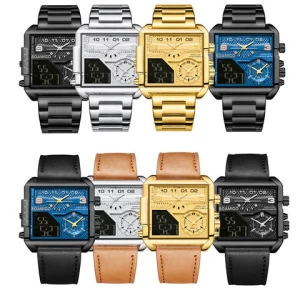 BOAMIGO Top Brand Luxury Fashion Men Watches gold Stainless Steel Sport square Big Quartz Watch for Men  relogio masculino