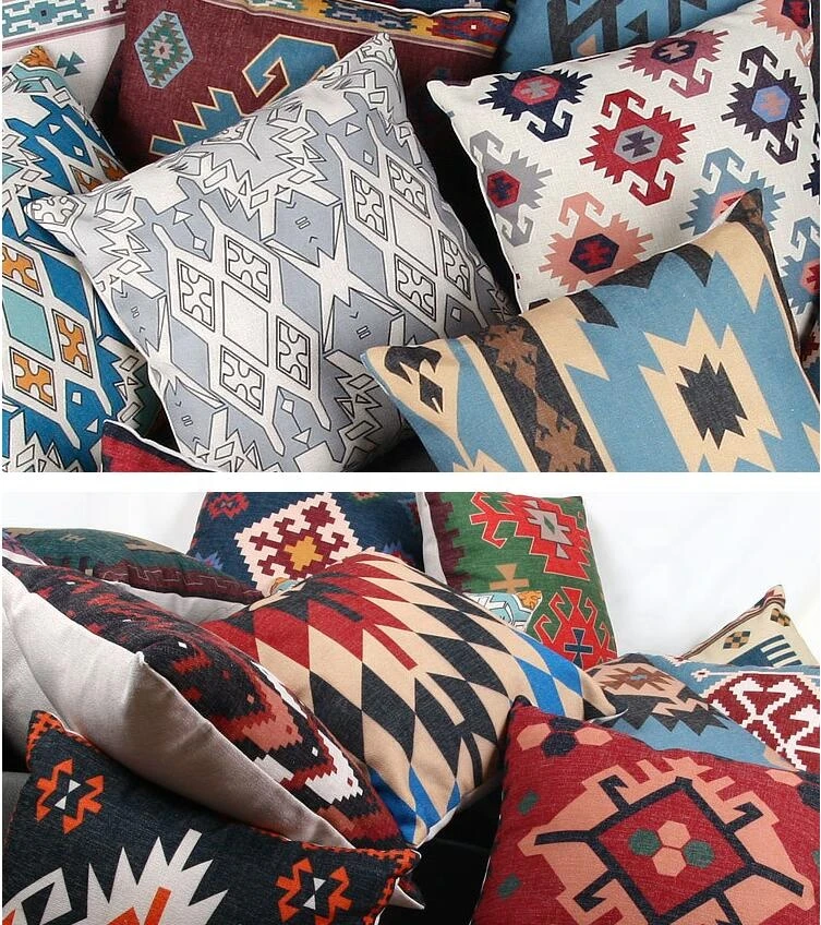 Bohemian Pillow covers Home Decor Printed Cushion Cover Geometric Cotton Linen Throw Cushion Cover 45x45cm