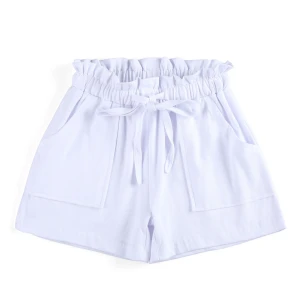 boutique 100%cotton fashion summer bow pink cute casual high waisted pockets kids girls shorts