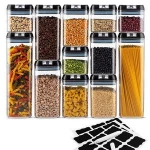 BPA free plastic airtight food storage container 12 pcs set with label and marker