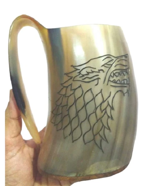 Buffalo Horn Engraving Handcrafted Mug