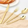 Bulk Gold Cutlery Fork And Spoon Set Gold Plated Dinnerware Set For Wedding