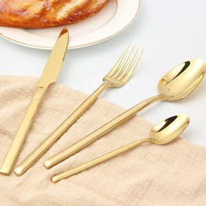 Bulk Gold Cutlery Fork And Spoon Set Gold Plated Dinnerware Set For Wedding