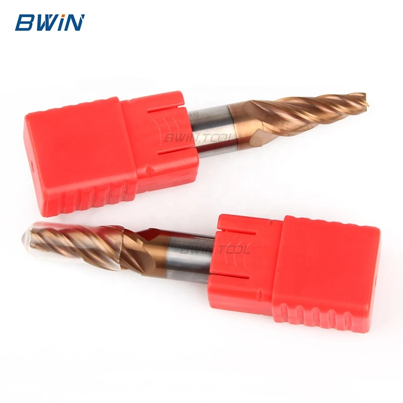 BWIN factory custom 7 degree 4 Flutes Solid Carbide tapered end mill Cutter flat