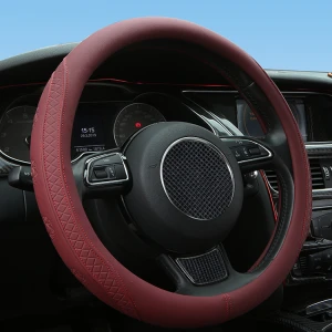 Car Accessories Decorative Hand Stitch Pu Leather Car Steering Wheel Cover In Car