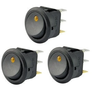 Car Truck Round Rocker Toggle Switch Yellow LED Light On-Off Switch