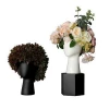 ceramic flower pots wholesale Chinese human head porcelain vase White Black Decorative Bastract Ceramic Vase
