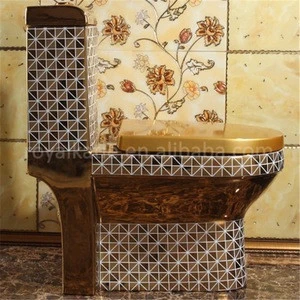 chaozhou factory high quality Bathroom wc one piece washdown Ceramic gold plated toilet,gold toilet bowl,golden toilet
