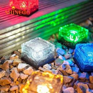 Charming Solar Path Waterproof Color Changing LED Frosted Glass Solar Brick Rock Lamp Lighting