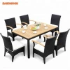 Cheap Outdoor Rattan+Plastic Wood Composite Patio Furniture 7 pcs Cube Dining Set for Home &amp; Garden