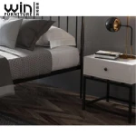 Cheap Wooden Hotel Bedside Table Home Use Durable Metal Frame Nightstand