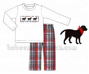 Children labrador smocked clothing set for wholesale