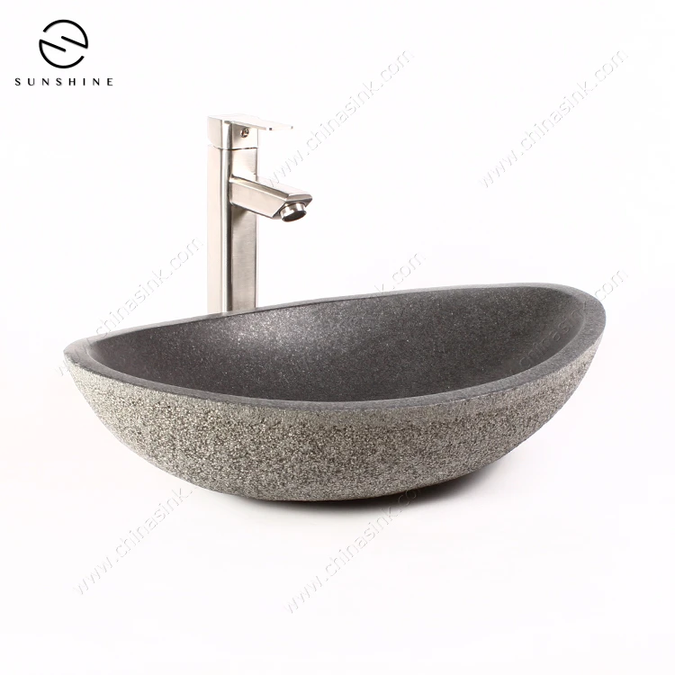 China Black Granite Stone Handmade Bathroom Vanity Counter Top Vessel Sink