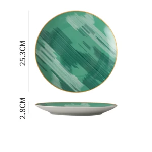 China Manufacturer High Quality Assurance Ceramic Dinner Plates And Dishes Green Ceramic Serving Dishes Sets use as cake stand