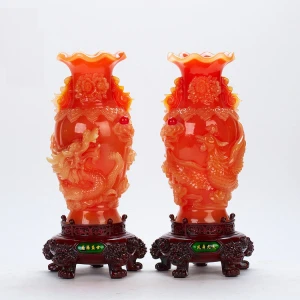 Chinese promotional gifts 2020 antique  dragon and Phoenix resin vases  good for home decoration