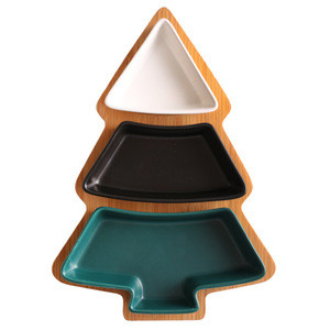 Christmas Tree Ceramic Dish Tray  Removable Snack Plates
