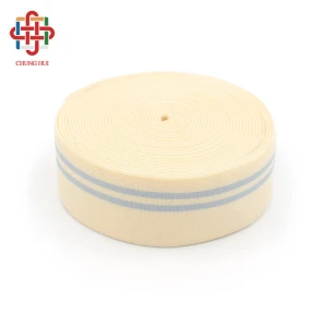 CHUNGHUI Wholesale Custom Color Stripe Elastic Band Soft Braided Spandex Ribbon Belt 32MM Jacquard Strap