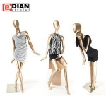 clothes window display high glossy champagne gold  lifelike female mannequin