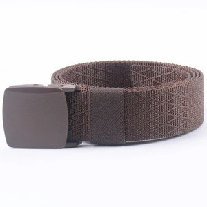 Coffee Colour Mens Military Tactical Web Belt, Nylon Canvas Webbing Plastic and Metal Buckle Belt