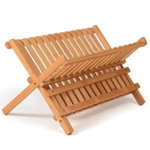 Collapsible Bamboo wooden dish drying rack