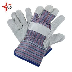 Color Safety Gloves,Cow Split Leather Work Glove,Leather cotton Gloves
