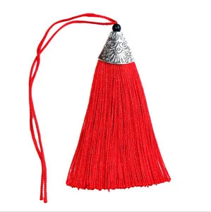 Colorful rayon silk tassel with beautiful silver cap for tassel bags jewelry