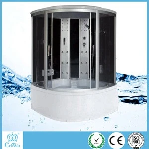 Computer controlled enclosed steam shower room with double sliding door parts