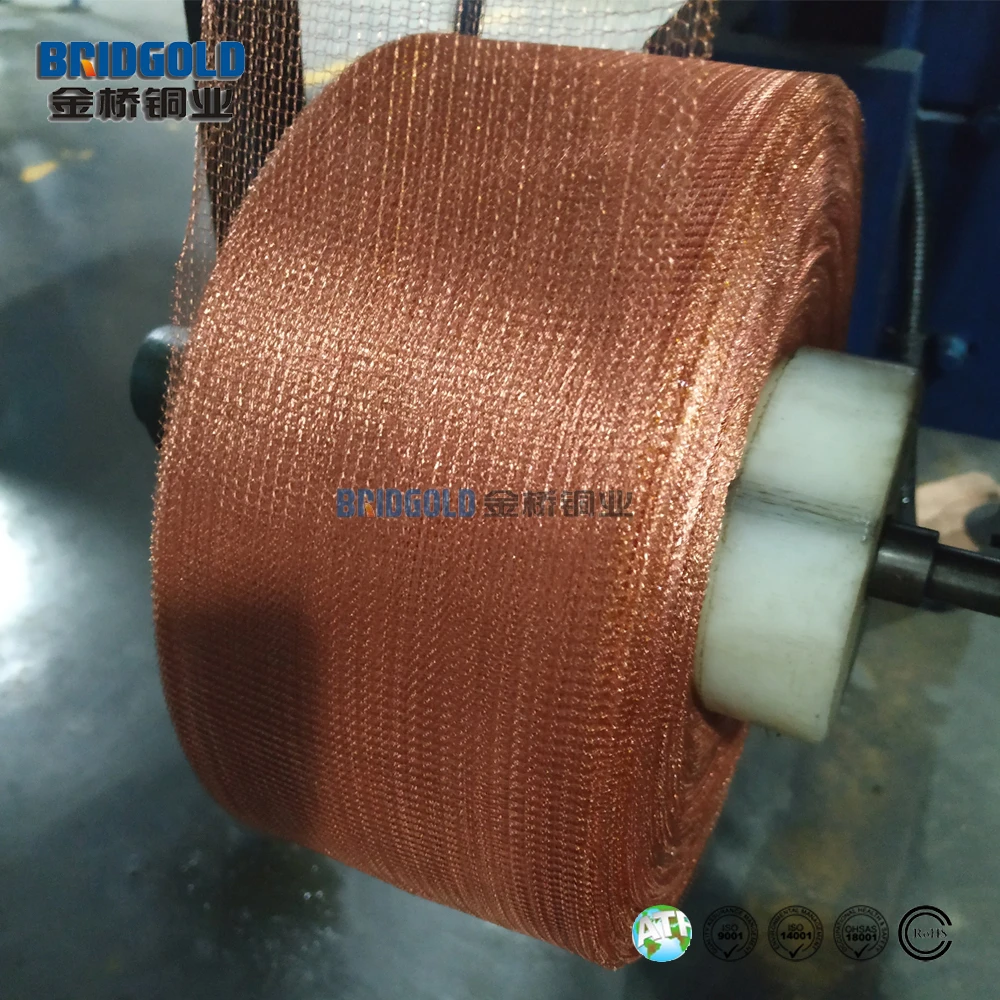 copper wire mesh china factory, free samples tinned copper mesh braid