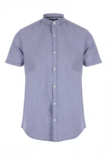 Cotton Shirt with with grandad collar in white Skin Fit Men Shirt