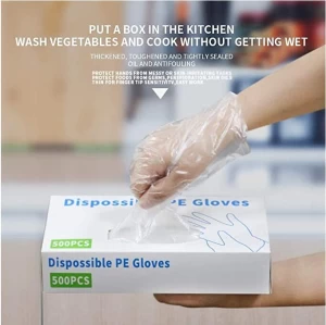 cpe tpe Amazon 100 PCS 500 200  Disposable Clear Plastic Gloves box 0.7g  manufacturing plant pubg one time hand  glove