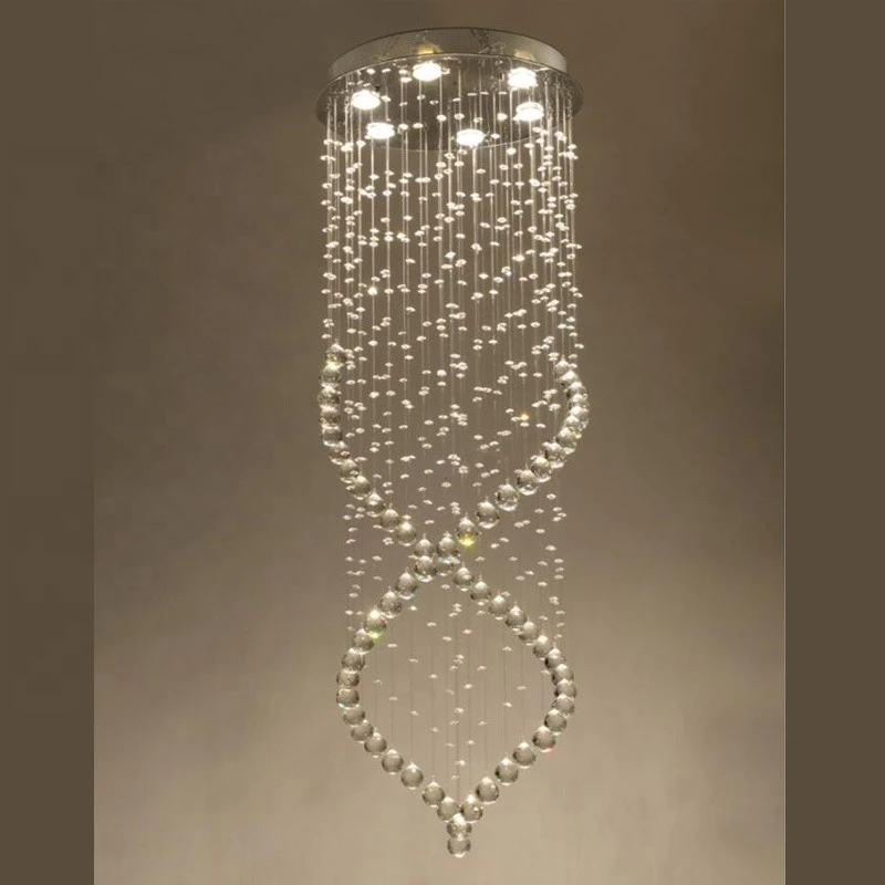 Crystal Stair Chandeliers fixtures Modern Fashion Artistic Spiral Suspension Lightings LED Hotel Villa Hanging Lamp