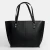 Import custom black vegan leather simple classic ladies shopper handbag women shoulder hand tote bag from China