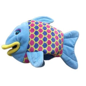 Custom cartoon fish stuffed plush hand puppets for kids