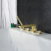 Custom Deck Mounted Chrome Brass Bathroom Tub Bath Shower Faucet With Hand Shower Set
