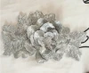 Custom hand-made 3D gold and silver peony embroidered patches for clothes, embroidery for dress
